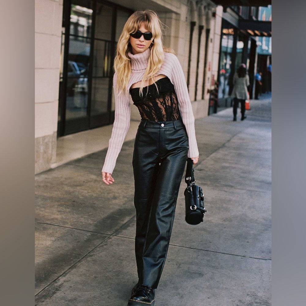 Princess Polly Black Vegan Leather Pants Size 8